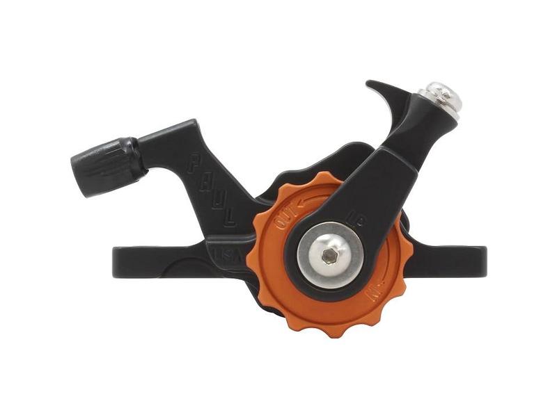 Paul Components Klamper Disc Brake, PM/IS, Black w/Orange Adjusters, Campy-pull /each