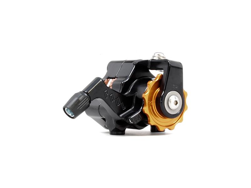 Paul Components Klamper Flat Mount Disc Brake, Black with Orange Adjusters, Campy-pull /each