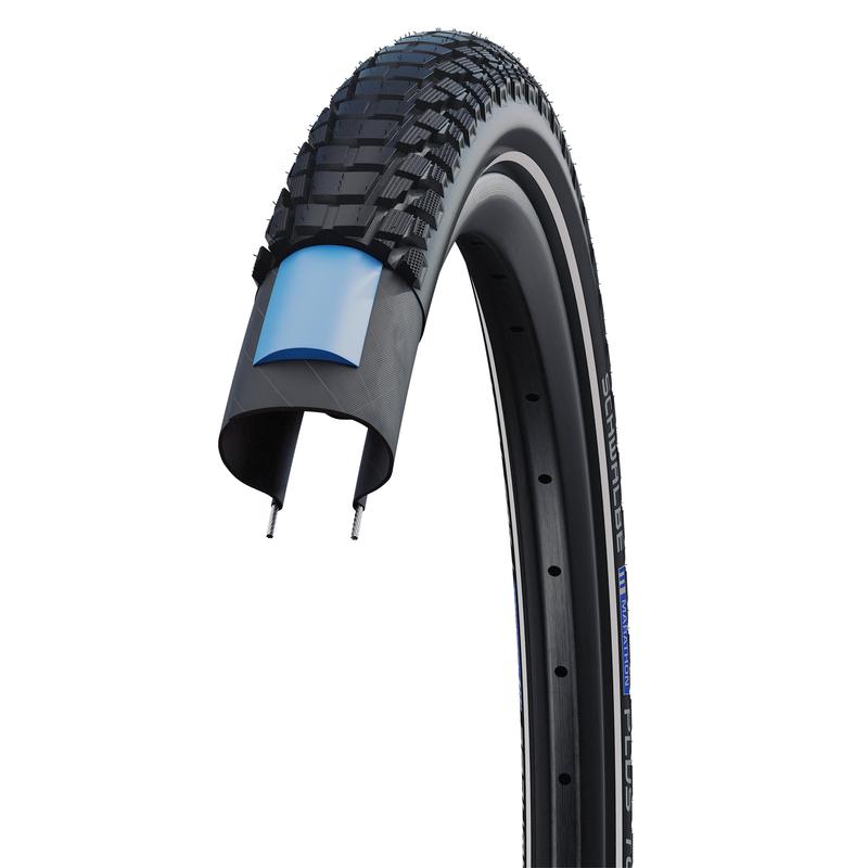 Schwalbe Marathon Plus Tour Tire, 27.5 x 2.15 (55-584), Black w/Reflective Strip, Smart DualGuard, Addix E, Wire