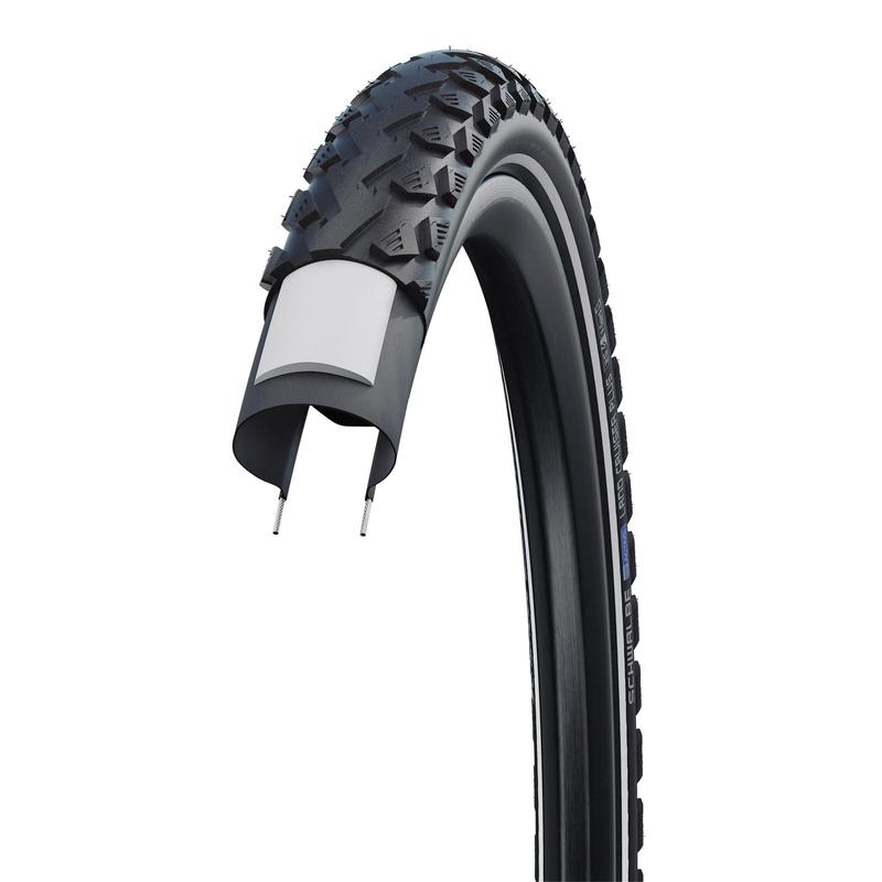 Schwalbe Land Cruiser Plus Tire, 26 x 2.00 (50-559), Black w/Reflective Strip, PunctureGuard, Green Compound, Wire