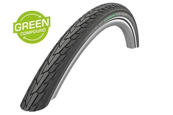 Schwalbe Road Cruiser Tire 700 x 35c (37-622), Black w/Reflective Strip, Green Compound, K-Guard, SBC, Wire