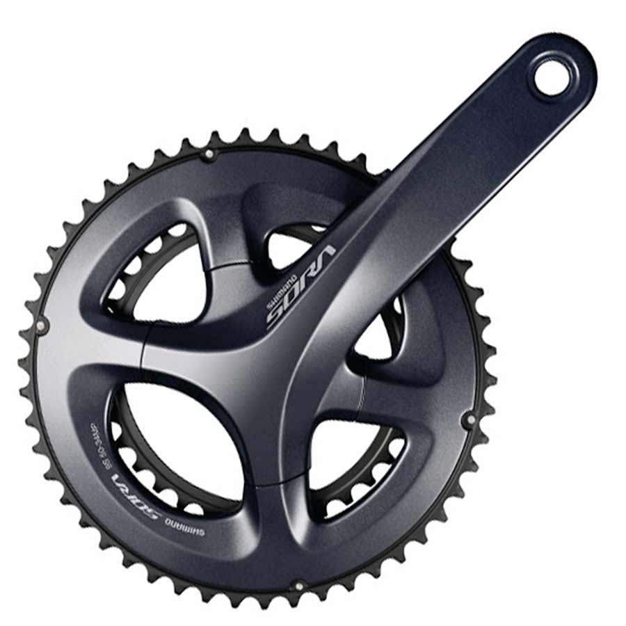 Shimano, Sora FC-R3000, Crankset, 9 sp., 175mm, 34/50T, BCD:110, H2, 43.5mm, Black