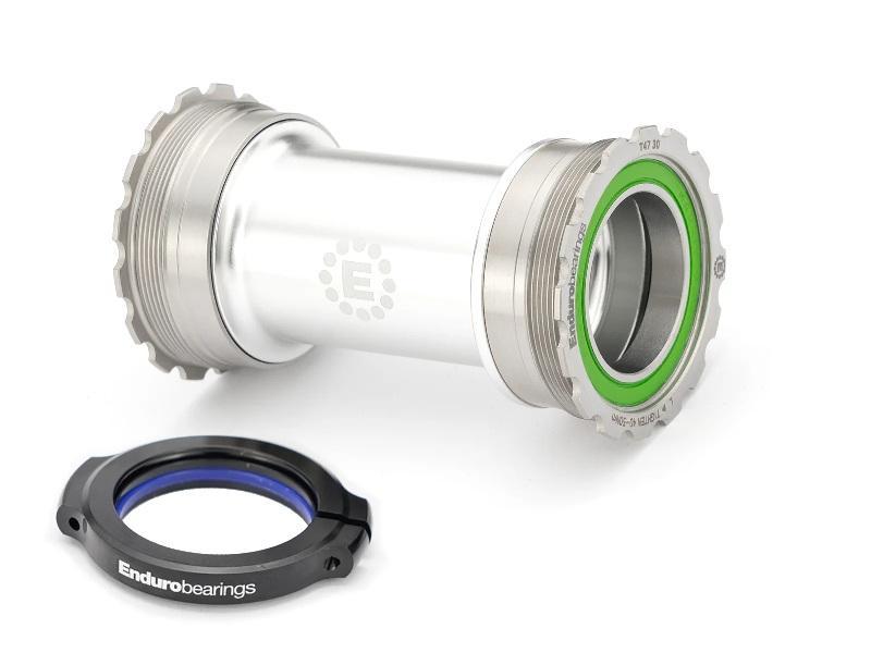 Enduro MaxHit Bottom Bracket, T47 Internal, 30mm Spindle, Stainless Steel Integrated Bearings, Silver