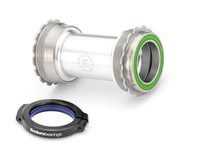 Enduro MaxHit Bottom Bracket, T47 Assymetrical, 30mm Spindle, Stainless Steel Integrated Bearings, Silver