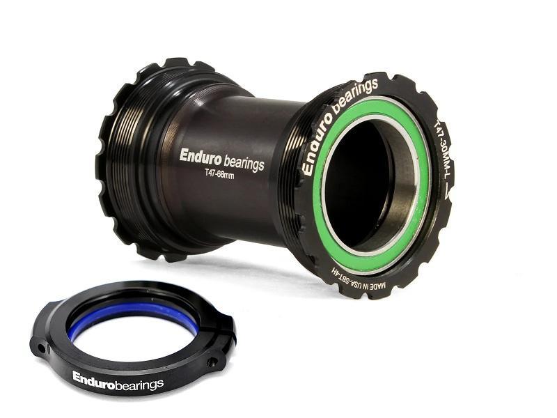 Enduro T47 Threaded Bottom Bracket, Stainless Steel Angular Contact, 30mm BB30/PF30 Spindle, Black