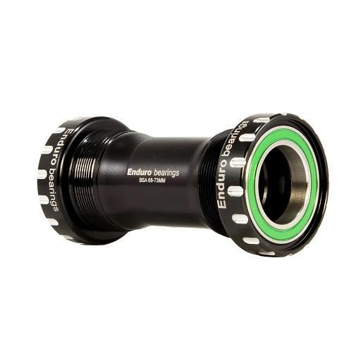 Enduro BSA Bottom Bracket, Stainless Steel Angular Contact Bearings, BSA 73mm to 24mm Spindle, Black