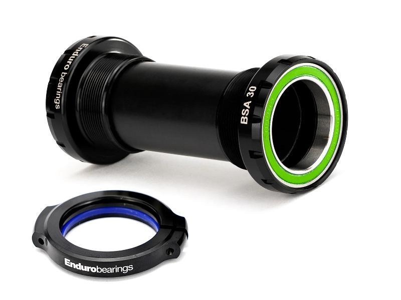 Enduro BSA Bottom Bracket, Stainless Steel Angular Contact Bearings, BSA 73mm to 30mm Spindle, Black