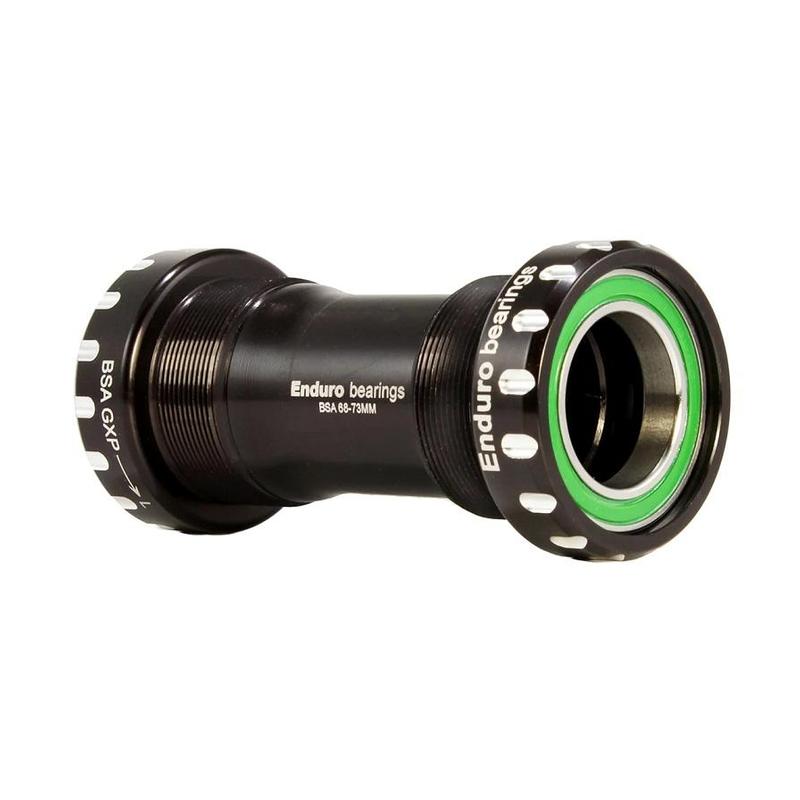 Enduro BSA Bottom Bracket, Stainless Steel Angular Contact Bearings, BSA 68mm to 24mm Spindle, Black