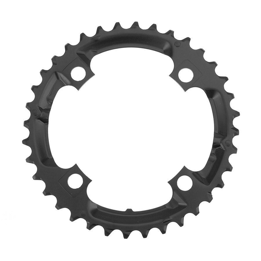 Shimano, Y1LD98090, 36T, 9sp, BCD: 104mm, 4 Bolt, Deore FC-M590, Middle Chainring, For 26/36/48, Aluminum, Black