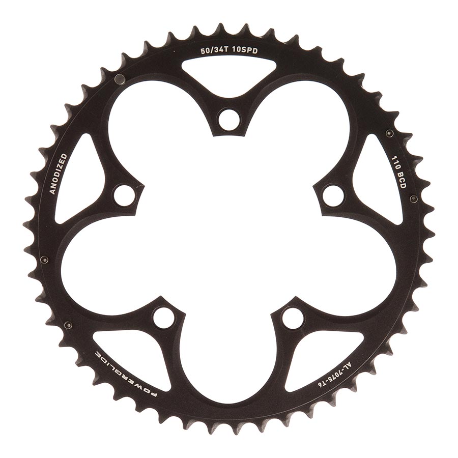 SRAM, 50T, 10 sp, BCD 110mm, 5-Bolt, Outer Chainring, For 34/50, Aluminum, Black, 11.6215.197.060