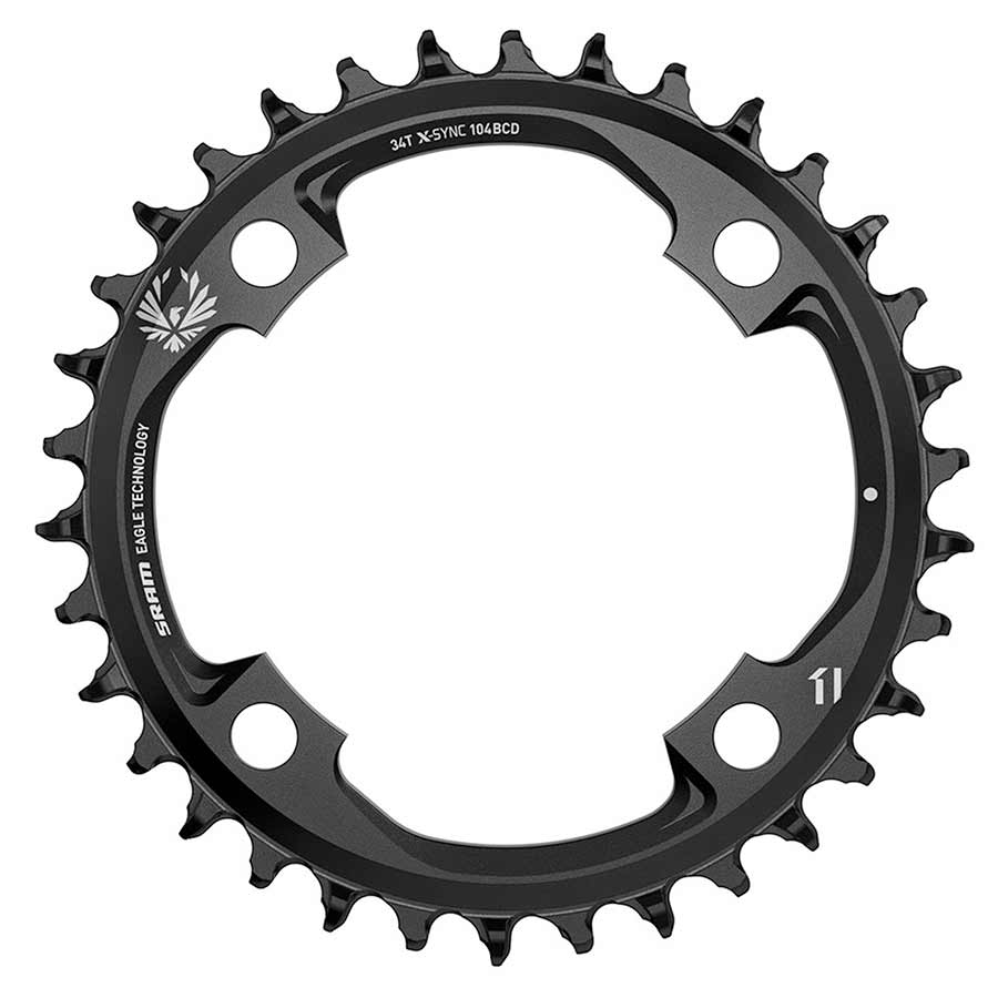 SRAM, X-SYNC 2, 34 Chainring, 12sp, BCD: 104, Aluminum, Black