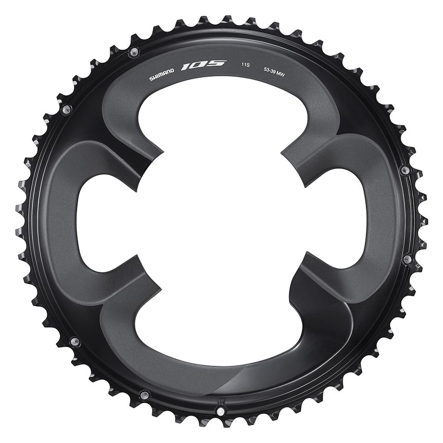 Shimano, 105 FC-R7000, Chainring, Teeth: 53, Speed: 11, BCD: 110, Bolts: 4, Outer, Aluminum, Black, Y1WV98050
