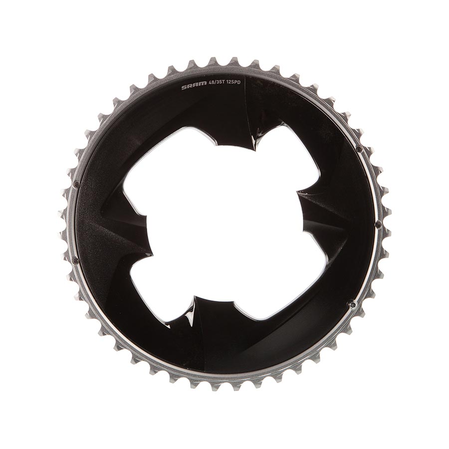SRAM, Force AXS 2x, Chainring, Teeth: 48, Speed: 12, BCD: 107, Bolts: 4, Outer, Aluminum, Grey