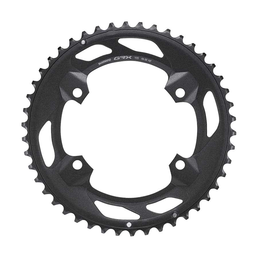 Shimano, GRX FC-RX600 2x10 / 2x11, Chainring, Teeth: 46, Speed: 10, BCD: 110, Bolts: 4, Outer, Aluminum, Black