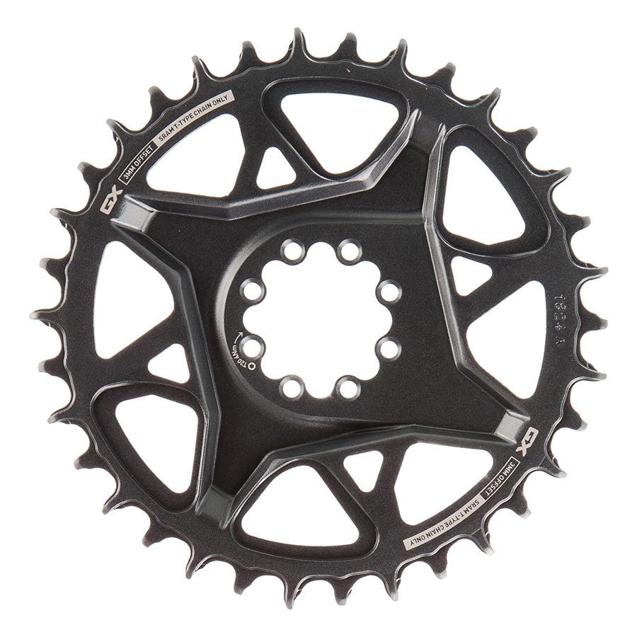 SRAM, GX Eagle T-Type DM, Chainring, Teeth: 34, Speed: 12, BCD: Direct Mount SRAM 8 Bolt, Aluminum, Grey