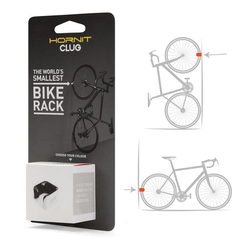 Clug Wall Mount Bicycle Storage Rack, White/Black, HYBRID (fits tires 33mm - 43mm)
