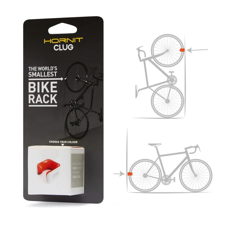 Clug Wall Mount Bicycle Storage Rack, White/Orange, HYBRID (fits tires 33mm - 43mm)