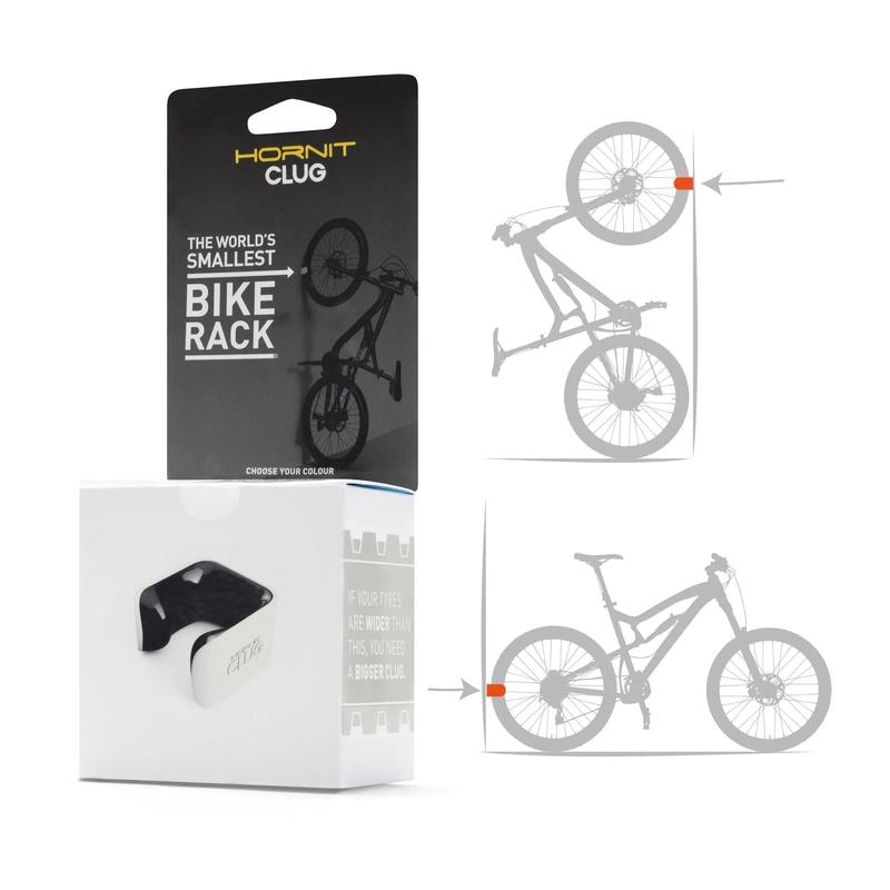 Clug Wall Mount Bicycle Storage Rack, White/Black, MTB XXL Plus (fits tires 2.75" - 3.2")