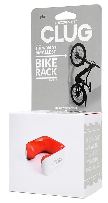 Clug Wall Mount Bicycle Storage Rack, White/Orange, MTB XXL Plus (fits tires 2.75" - 3.2")