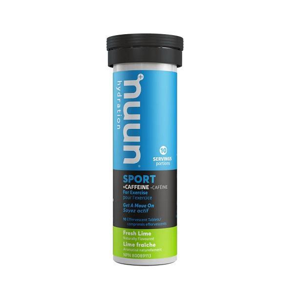 Nuun Sport+ Caffeine Hydration Tablets, Fresh Lime, Box of 8 Tubes (10 tablets per tube)