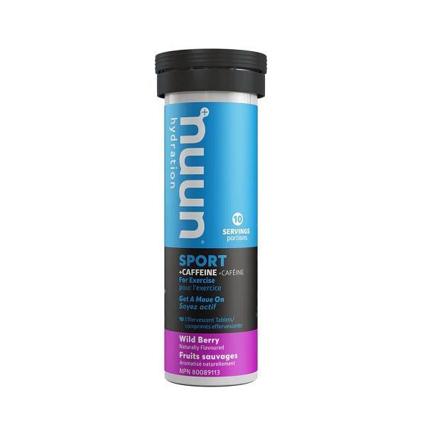 Nuun Sport+ Caffeine Hydration Tablets, Wild Berry, Box of 8 Tubes (10 tablets per tube)