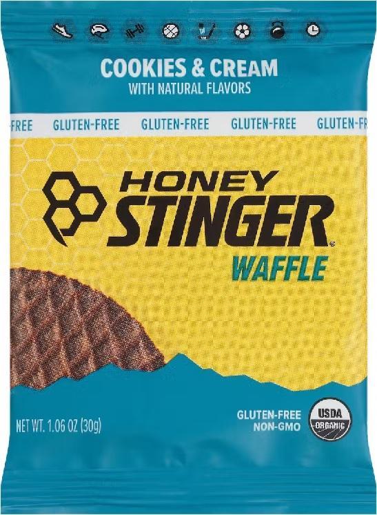 Honey Stinger Gluten Free Waffles, Cookies and Cream, Box of 12