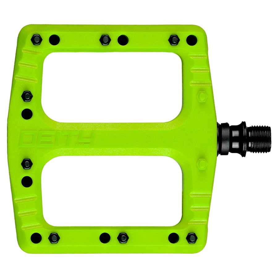 Deity, Deftrap, Platform Pedals, Body: Nylon, Spindle: Cr-Mo, Green, Pair