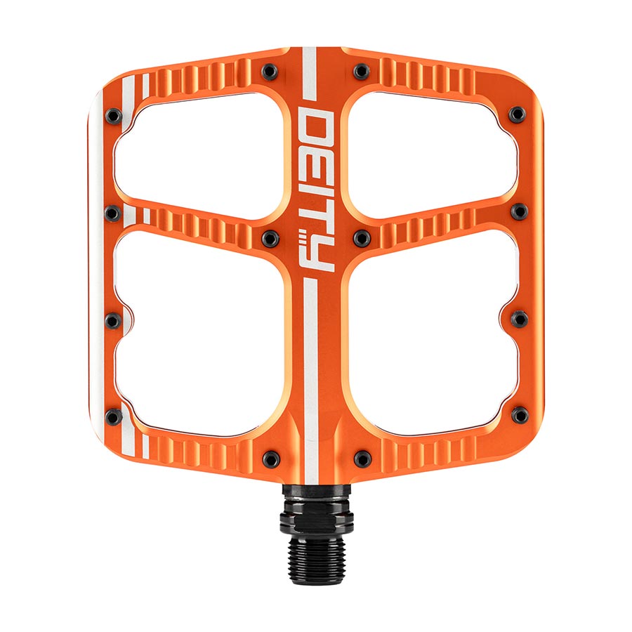 Deity, Flat Trak, Platform Pedals, Body: Aluminum, Spindle: Cr-Mo, 9/16'', Orange, Pair