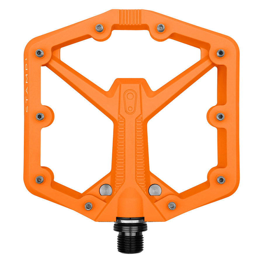 crankbrothers, STAMP 1, Platform Pedals, Body: Composite, Spindle: Cr-Mo, 9/16'', Orange, Pair, Large