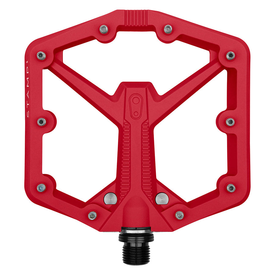 crankbrothers, STAMP 1, Platform Pedals, Body: Composite, Spindle: Cr-Mo, 9/16'', Red, Pair, Large
