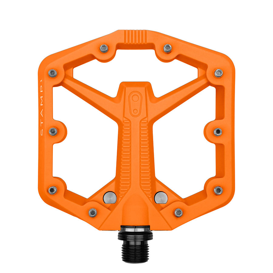 crankbrothers, STAMP 1, Platform Pedals, Body: Composite, Spindle: Cr-Mo, 9/16'', Orange, Pair, Small
