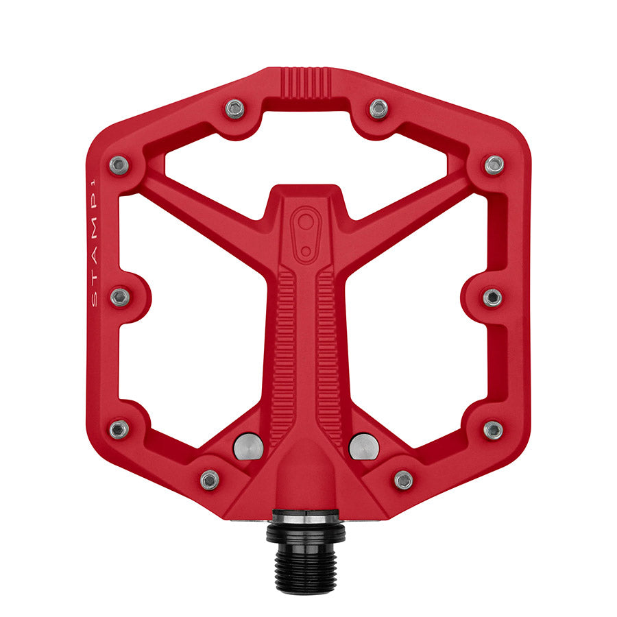 crankbrothers, STAMP 1, Platform Pedals, Body: Composite, Spindle: Cr-Mo, 9/16'', Red, Pair, Small