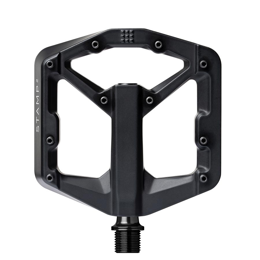 crankbrothers, STAMP 2 Small, Platform Pedals, Body: Aluminum, Spindle: Cr-Mo, 9/16'', Black, Pair