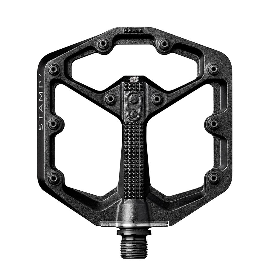 crankbrothers, STAMP 7 Small, Platform Pedals, Body: Aluminum, Spindle: Cr-Mo, 9/16'', Black, Pair