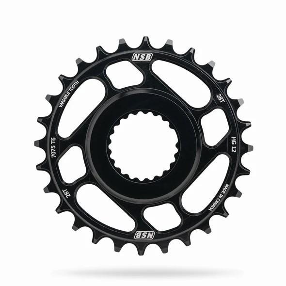 NSB Variable Tooth Chainring, Direct Mount Shimano 12 speed, Boost, 32T, Black