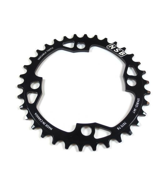 NSB Variable Tooth Chainring, 4 Bolt, 104 BCD, 34 Tooth, Black