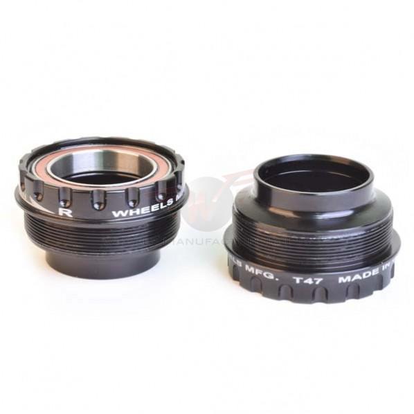Wheels Manufacturing T47 Outboard Bottom Bracket with Angular Contact Bearings for 30mm Spindles, Fits B.B. shells 68mm to 100mm