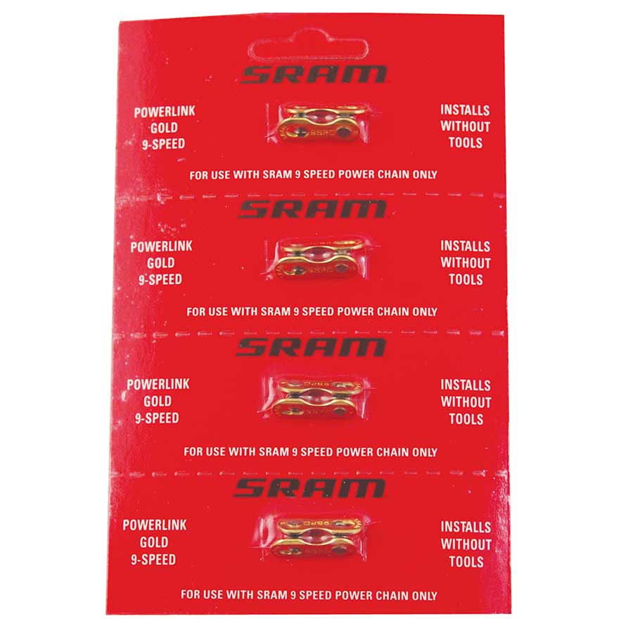 SRAM, Power Lock, 9sp Chain Connector, Gold, Card of 4