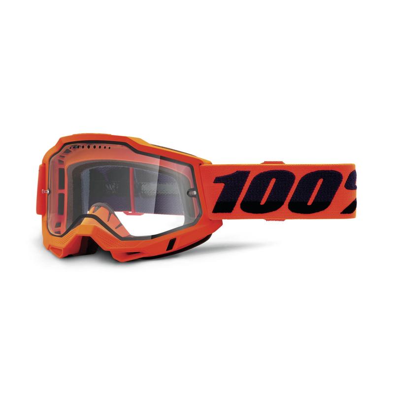 100% Accuri2 Enduro MTB Goggle, Clear Vented Dual Lens, Neon Orange