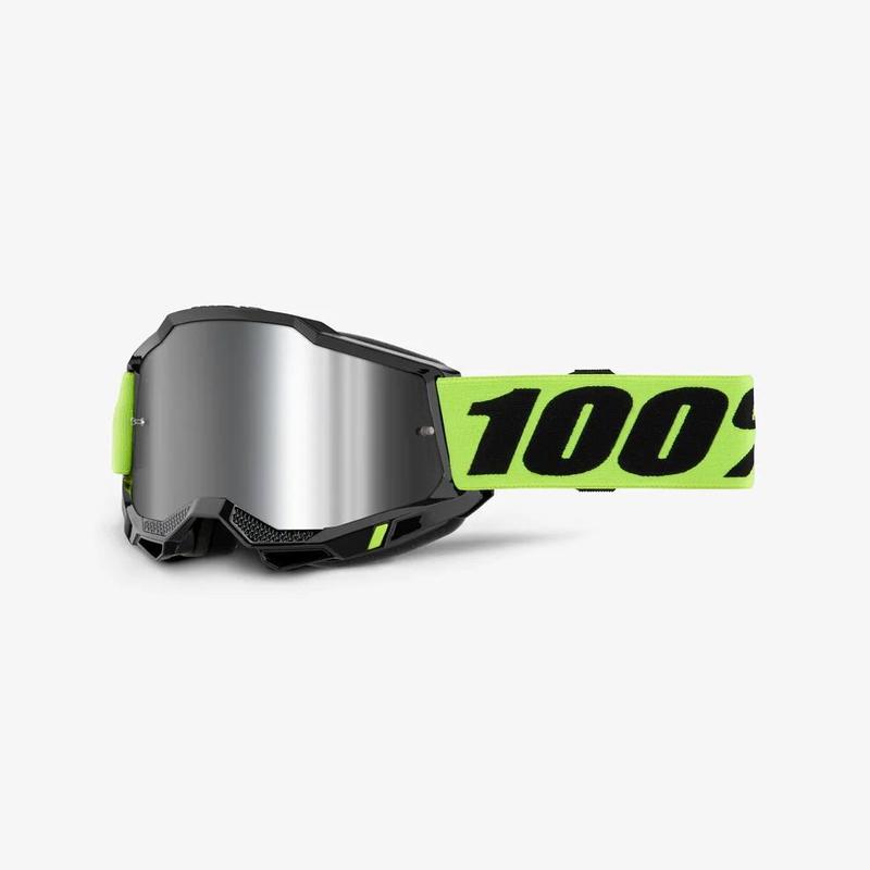 100% Accuri2 Jr. Youth Goggles, Neon Yellow, Silver Mirror Lens