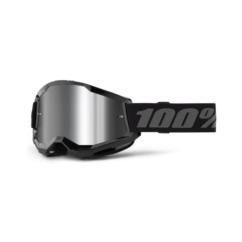 100% Strata2 Goggles, Black, Silver Mirror Lens