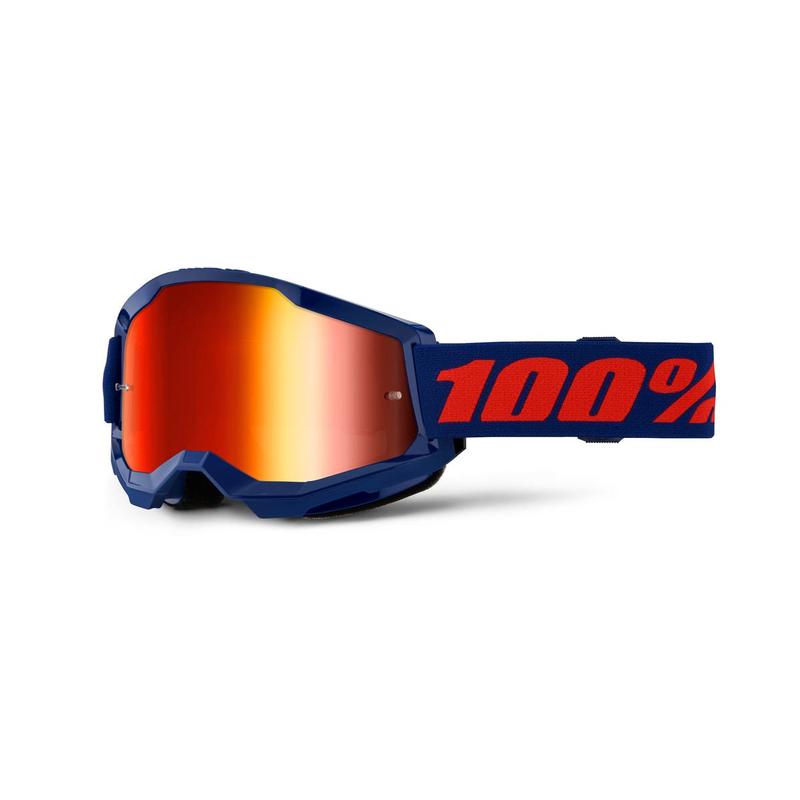 100% Strata2 Goggles, Navy, Red Mirror Lens