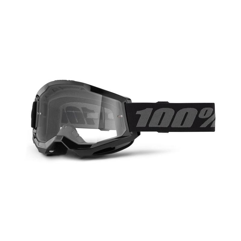 100% Strata2 Jr. Youth Goggles, Black/Grey, Clear Lens