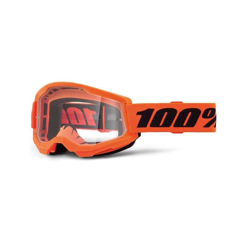 100% Strata2 Jr. Youth Goggles, Neon Orange, Clear Lens