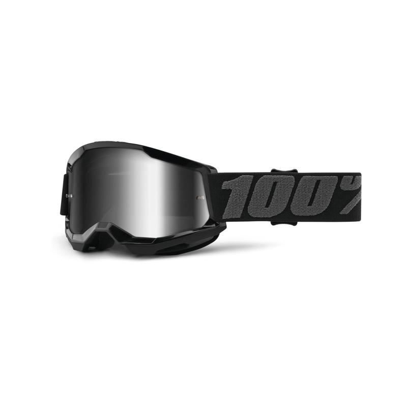 100% Strata2 Jr. Youth Goggles, Black, Silver Mirror Lens