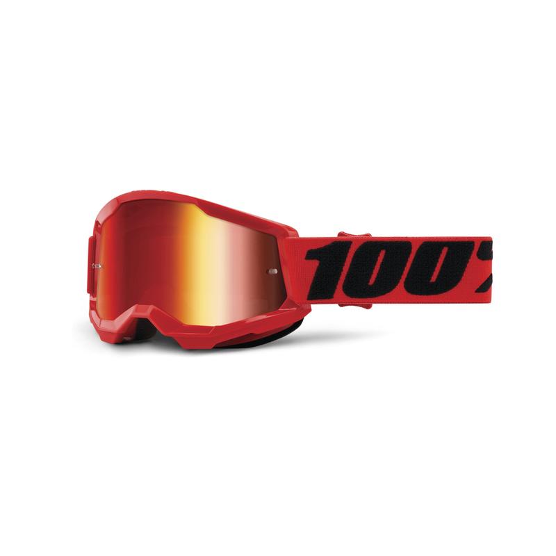 100% Strata2 Jr. Youth Goggles, Red, Red Mirror Lens