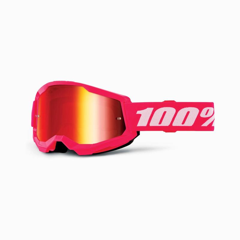100% Strata2 Jr. Youth Goggles, Pink, Red Mirror Lens