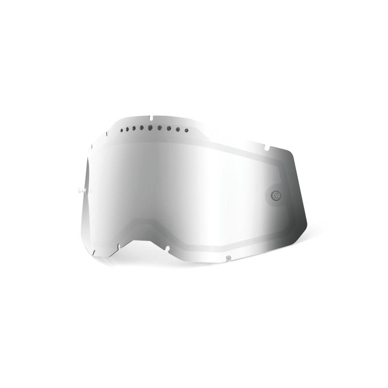 100% Replacement Dual Pane Goggle Lens, Racecraft2/Accuri2/Strata2, Vented, Silver Mirror