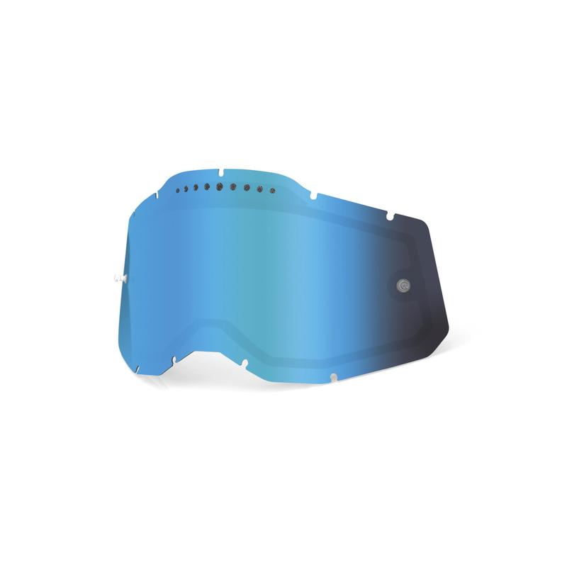 100% Replacement Dual Pane Goggle Lens, Racecraft2/Accuri2/Strata2, Vented, Blue Mirror