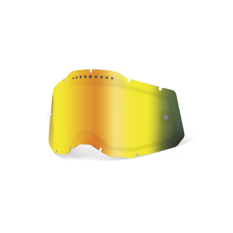 100% Replacement Dual Pane Goggle Lens, Racecraft2/Accuri2/Strata2, Vented, Gold Mirror